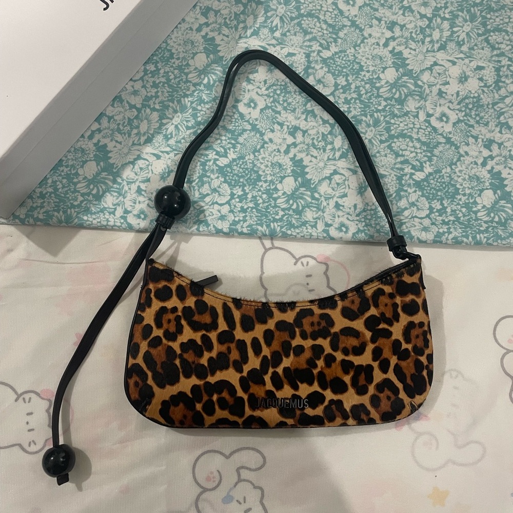 Jacquemus Leopard-Print Mini Shoulder Bag in Brown and Black
